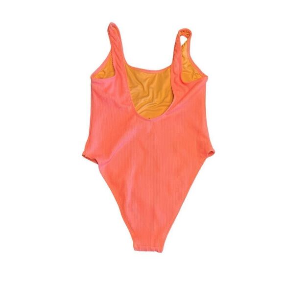 Cotton on One-Piece Swimsuit Malibu Pink Crinkle Open Back Cheeky Swimwear large - Picture 3 of 4